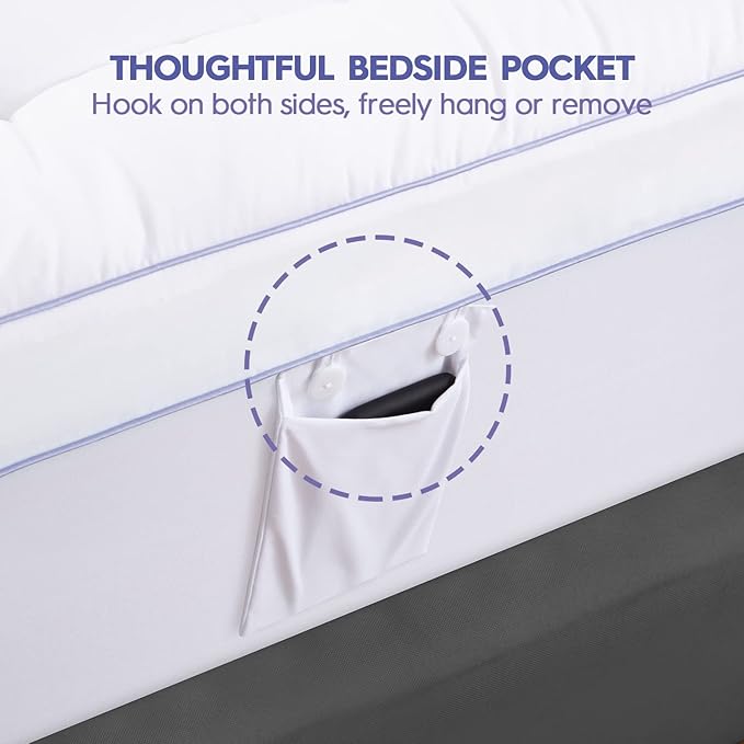 ABENE Queen Size Dual Layer 3 Inch Memory Foam Mattress Topper, 2 Inch Gel Memory Foam Plus 1 Inch Down Alternative Pillowtop Mattress Pad Cover, Thick Soft Bed Topper Support for Back Pain