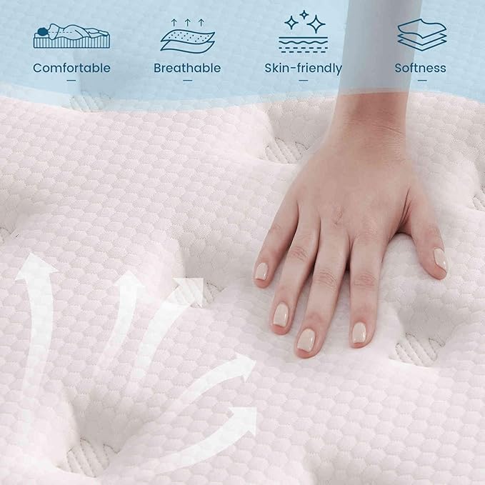 Queen Size Mattress, 12 Inch Individual Pocket Springs Hybrid Memory Foam Mattress in a Box for Pressure Relief, Motion Isolation, CertiPUR-US