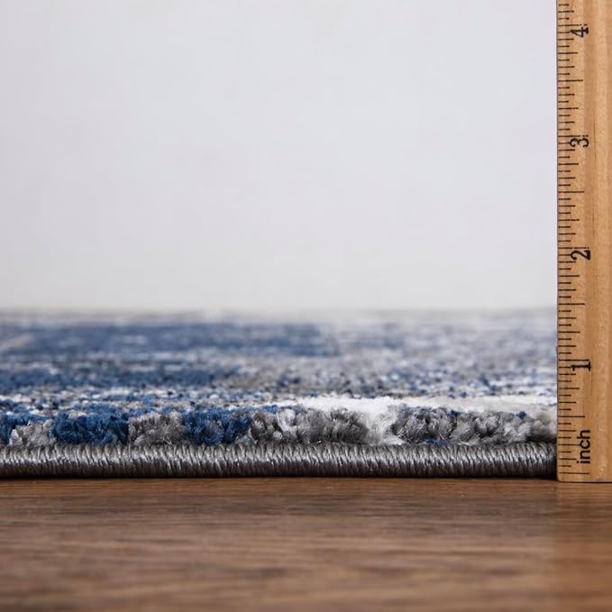 Keen Home Design Area Rugs - 3x5 Non-Shedding, Abstract Rugs for Kitchen, Living Room, Bedroom, Dining Room, Entryway - Size: 3' x 5', Navy/Grey/White
