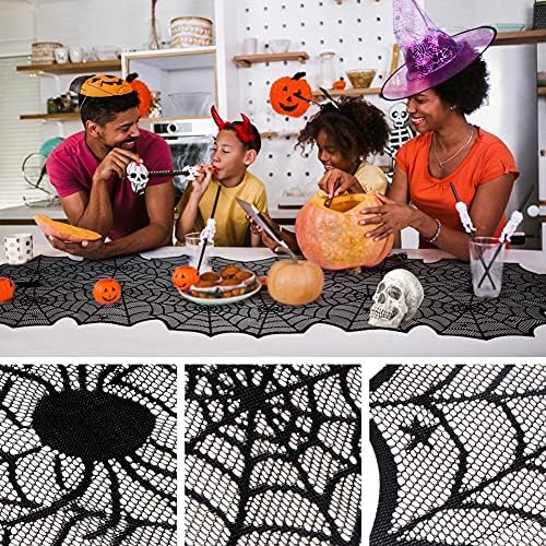 Halloween Table Runner, Black Lace Spider Web Table Runners, 18 x 72Inch - Image 3