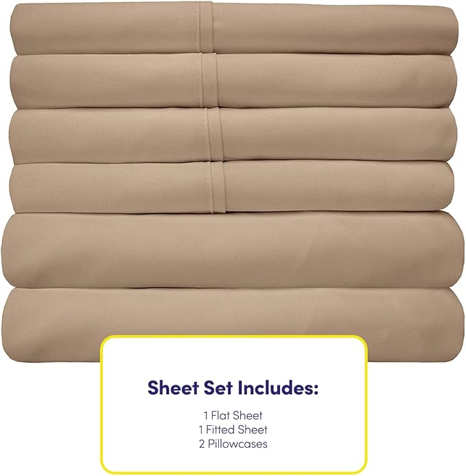 Twin Size Bed Sheets - 4 Piece 1500 Supreme Collection Fine Brushed Microfiber Deep Pocket Twin Sheet Set Bedding - 1 EXTRA PILLOW CASES, GREAT VALUE, Twin, Taupe