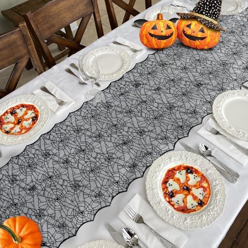 Halloween Table Runner, Black Lace Spider Web Table Runners for Halloween Decor/Party Dinner Table Decoration 18 x 72Inch - Image 6