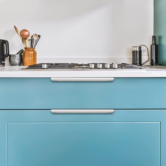 Ravinte Hardware 20 Pack Silver Cabinet Handles, 11.8 Inch (300mm) Finger Edge Pulls, 8.8 Inch Hole Center, Finger Pulls for Cabinets