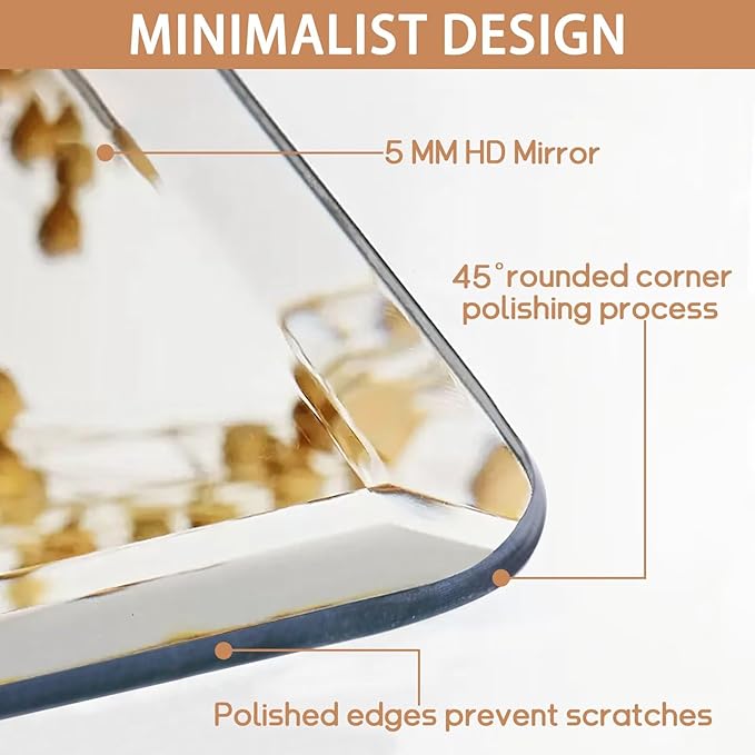 Frameless Bathroom Mirror for Over Sink,Wall Mounted Vanity Mirrors 15x15in,Rounded Rectangle Mirror Frameless with Polished Edge for Bedroom,Living Room,Entryway,Shatterproof (Horizontal/Vertical)