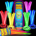 PartySticks Glow Sticks Party Supplies 100pk - 8 Inch Glow in the Dark Light Up Sticks Party Favors, Glow Party Decorations, Neon Party Glow Necklaces and Glow Bracelets with Connectors by PartySticks