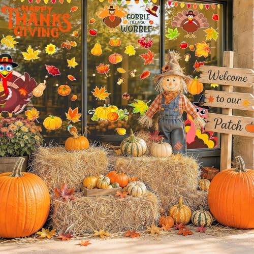 LUDILO Fall Thanksgiving Window Clings Static Window Decal for Fall Décor - Image 4