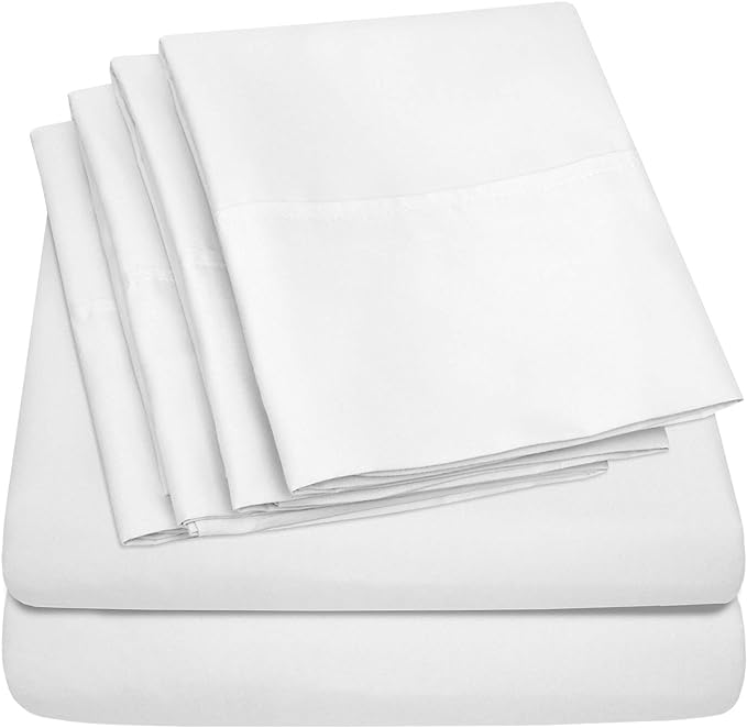 Cal King Size Bed Sheets - 6 Piece 1500 Supreme Collection Fine Brushed Microfiber Deep Pocket California King Sheet Set Bedding - 2 Extra Pillow Cases, Great Value, California King, White