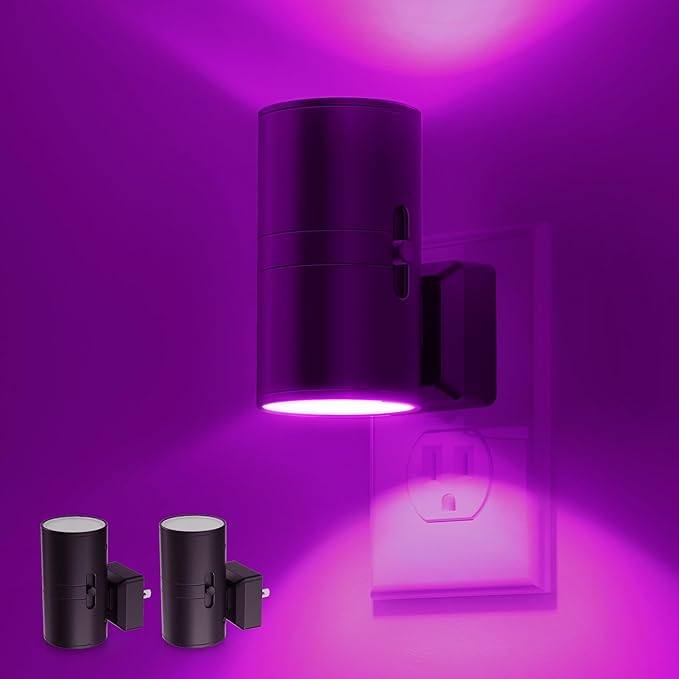L LOHAS LED [2 Pack] Halloween Purple Night Light, Light Plug in with Sensor, Adjustable Brightness, Dimmable Lights Decorative for Christmas, Holiday, Home Decor, Party Bathroom