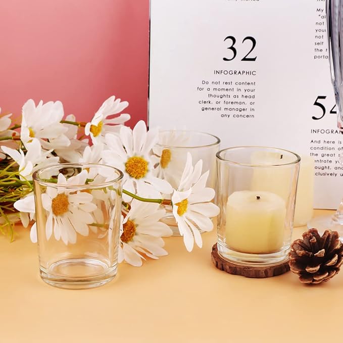 Clear Mercury Glass Tea Light Holders Set of 36 - Elegant Votive Candle Holders for Weddings, Showers and Home Decor - Perfect for Table Centerpieces and Parties (Glass, Clear)