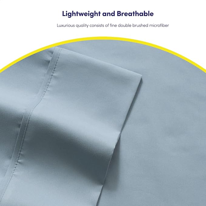 Twin XL Size Bed Sheets - 4 Piece 1500 Supreme Collection Fine Brushed Microfiber Deep Pocket Twin X-Large Sheet Set Bedding - 1 EXTRA PILLOW CASES, GREAT VALUE, Twin XL, Misty Blue