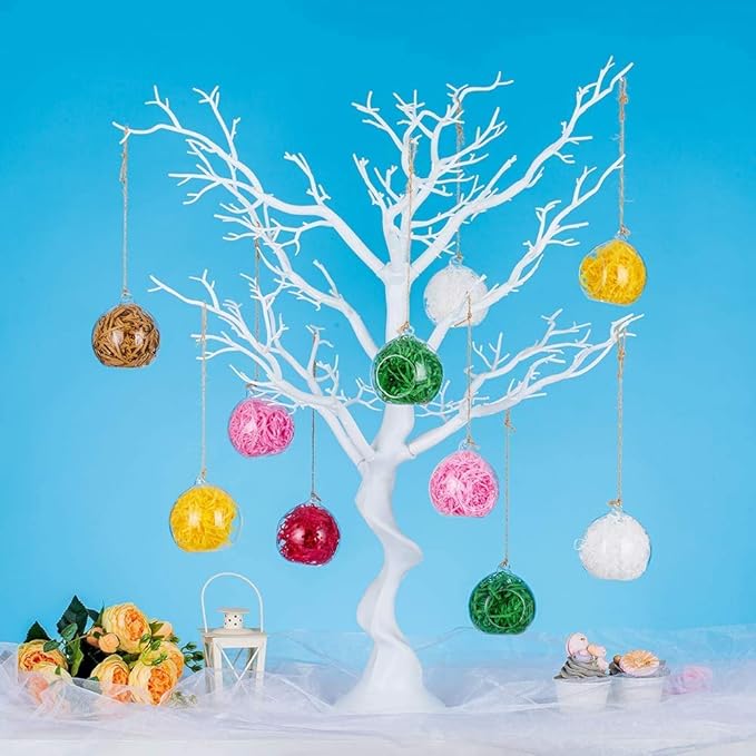 Sziqiqi Hanging Glass Globes Orbs Tea Light Candle Holders fillable with Trinkets for Wedding Ornaments, Wedding Birthday Christmas Party Centerpiece Accessory 2.36inch 20pcs +4 Extra