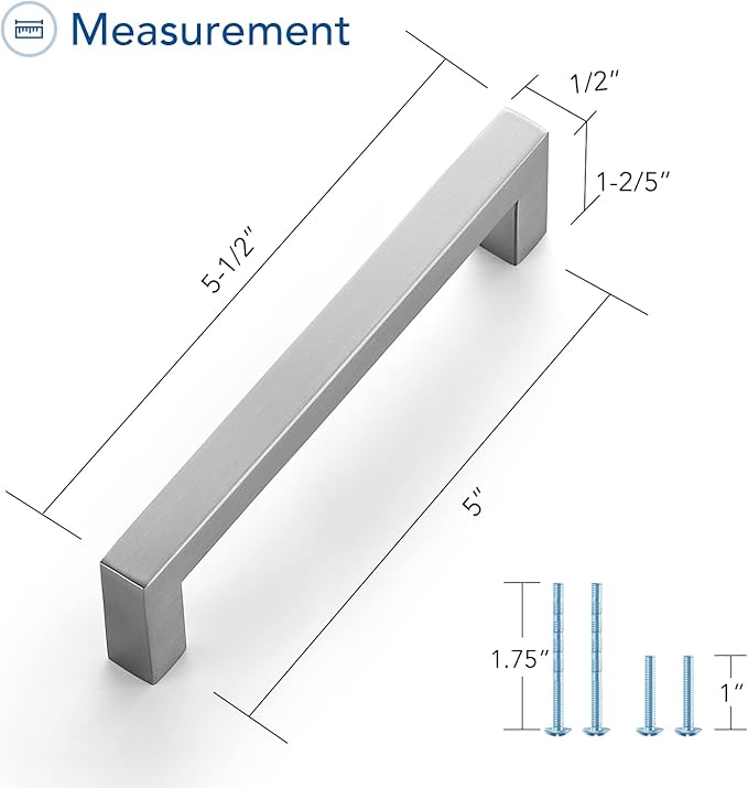 Ravinte 10 Pack Brushed Nickel Kitchen Cabinet Handles 5 Inch Cabinet Pulls Square Kitchen Hardware for Cabinet Drawer Pulls Drawer Handles Come with Screwdriver