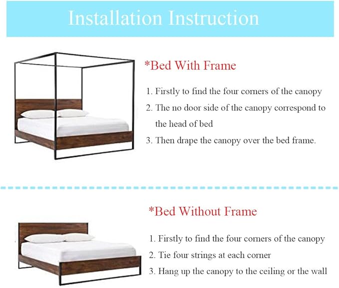 Pink Canopy Netting for Bed - 4 Corner Canopy for Beds, Canopy Bed Curtains, Bed Canopy for Girls Adults, Bedroom Decor (Full Size, Pink)