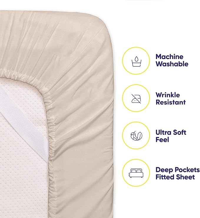 Twin Size Bed Sheets - 4 Piece 1500 Supreme Collection Fine Brushed Microfiber Deep Pocket Twin Sheet Set Bedding - 1 EXTRA PILLOW CASES, GREAT VALUE, Twin, Beige