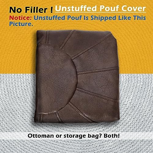 Thgonwid Unstuffed Moroccan Ottoman Pouf Cover, Ottoman Footstool Storage Solution, Bean Bag Chair, Foot Rest, Deep Coffee - Image 5
