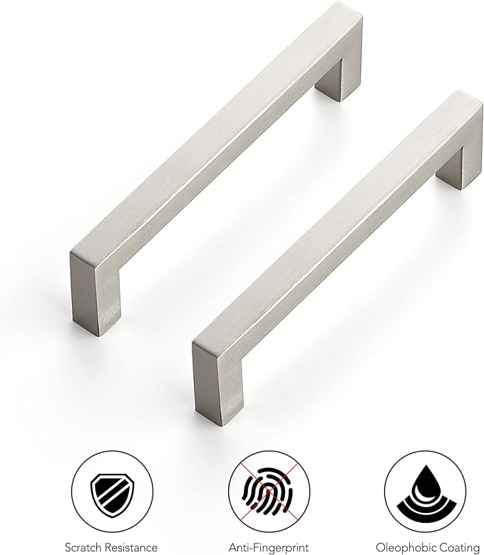 Ravinte 50 Pack Cabinet Handles Square Cabinets Cupboard Hanldes Brushed Nickel Drawer Pulls Stainless Steel Kitchen Cabinet Pulls Cabinet Hardware Drawer Handles 5 inch Hole Center