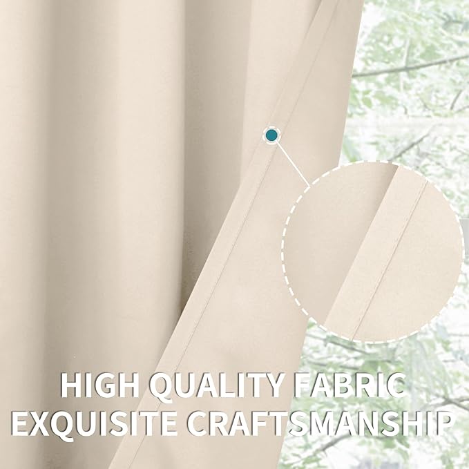 BGment Blackout Curtains - Grommet Thermal Insulated Room Darkening Bedroom and Living Room Curtains, Set of 2 Panels (52 x 95 Inch, Champagne)