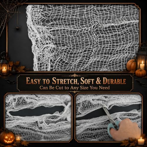 5 Pcs White Halloween Gauze Creepy Cloth Fabric Tapestry Decor Decorations - Image 2