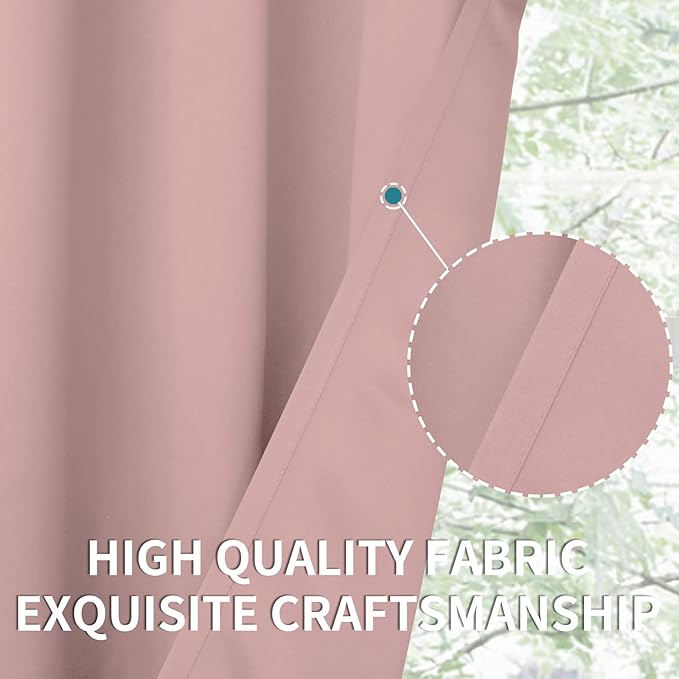 BGment Room Darkening Curtains 54 Inches Long - Grommet Thermal Insulated Drapes Window Treatment Curtains for Bedroom, 2 Panels, 52 x 54 Inch, Baby Pink