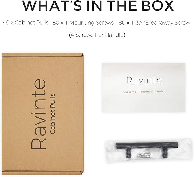 Ravinte 40 Pack | 5 Inch Cabinet Pulls Matte Black Stainless Steel Kitchen Drawer Pulls Cabinet Handles 5 Inch Length, 3 Inch Hole Center