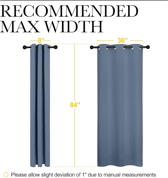NICETOWN Triple Weave Thermal Insulated Ring Top Blackout Window Curtains for Guest Room (Stone Blue, Double Panels, 42 inches x 84 inches)