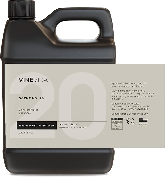 VINEVIDA [32 Fl Oz] Cashmere Fragrance Oil for Cold Air Diffusers, Essential Oils for Diffuser Oil Refill & Air Freshener Room Spray