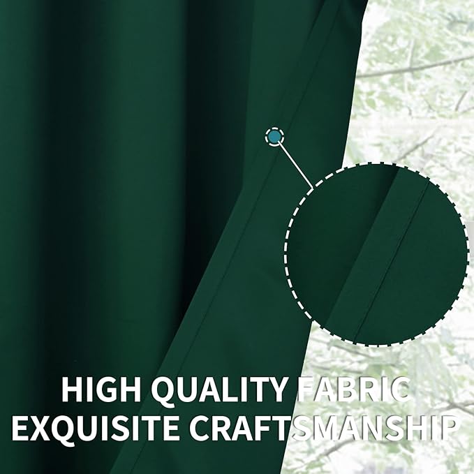BGment Blackout Curtains - Grommet Thermal Insulated Room Darkening Bedroom and Living Room Curtains, Set of 2 Panels (52 x 120 Inch, Emerald Green)