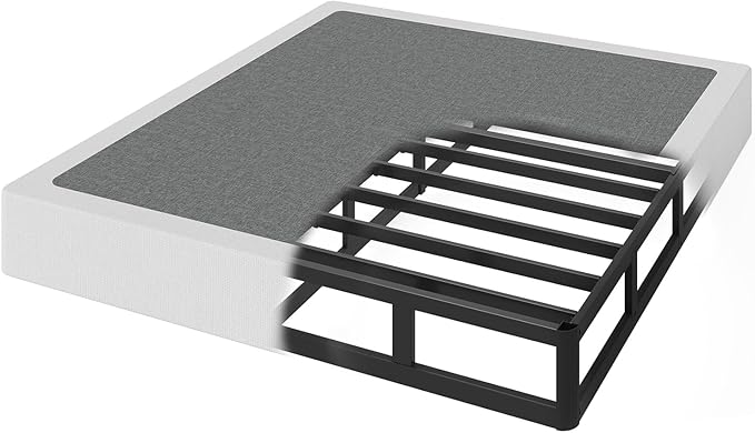 Queen Box Spring, 7 Inch Box Spring for Queen Bed, 3000 lbs Heavy Duty Metal Frame Mattress Foundation with Fabric Cover, Easy Assembly-Noise Free