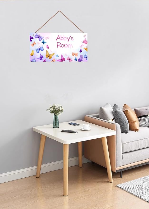 Personalized Name Butterfly For Girls Room Baby Nursery Door Wood Plaque Hanging Wall Art Decor For Kids Bedroom Nursery