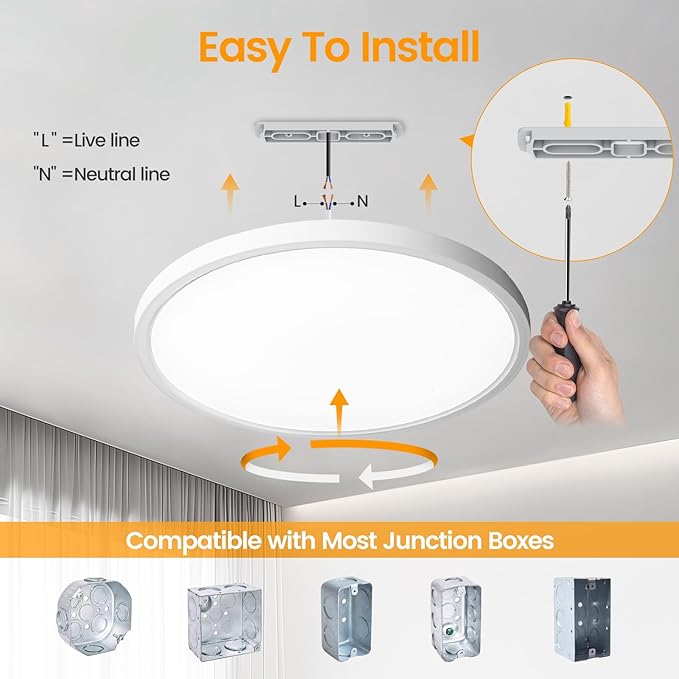 TALOYA 8 Pack LED Flush Mount Ceiling Light Fixture, 10 Inch 5 Color Selectable Ultra-Thin Surface Mounted Fixture 2000LM 20W White LED Ceiling Light for Bedroom,Living Room, Dining Room