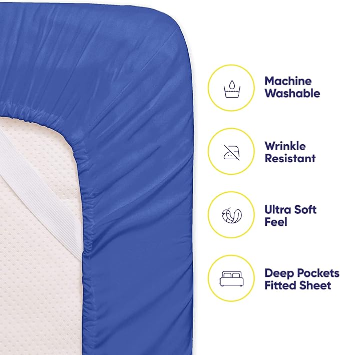 Cal King Size Bed Sheets - 6 Piece 1500 Supreme Collection Fine Brushed Microfiber Deep Pocket California King Sheet Set Bedding - 2 Extra Pillow Cases, Great Value, California King, Royal Blue