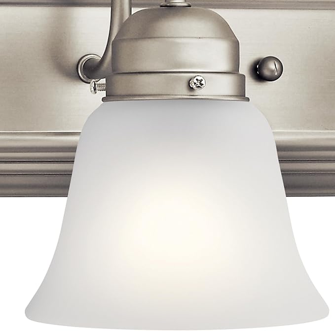 Kichler 36" 5-Light Vanity Bath Light in Brushed Nickel, Modern Bathroom Light with Clear Satin Etched Glass, (36" W x 8" H), 5339NIS