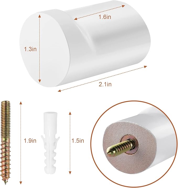 Wood Wall Hooks, 4 Pack White Decorative Coat Hooks Wall Mounted, Modern Hat Hooks Heavy Duty Entryway Wall Hangers for Hanging Purse, Towels, Clothes, Backpack