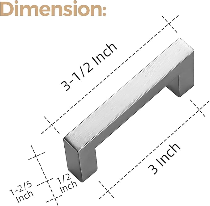 Ravinte 40 Pack 3 Inch Square Cabinet Handles Satin Nickel Pulls Brushed Nickel Drawer Pulls Kitchen Cupboard Hardware for Cabinets Cupboard Drawer Handles