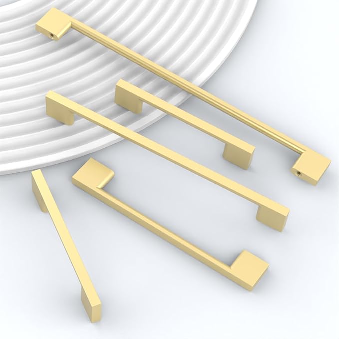 6 Pack Brushed Gold Cabinet Handles 12.5 Inch - Kitchen Hardware, Wardrobe Pulls, Brass Dresser Pulls for Cabinets