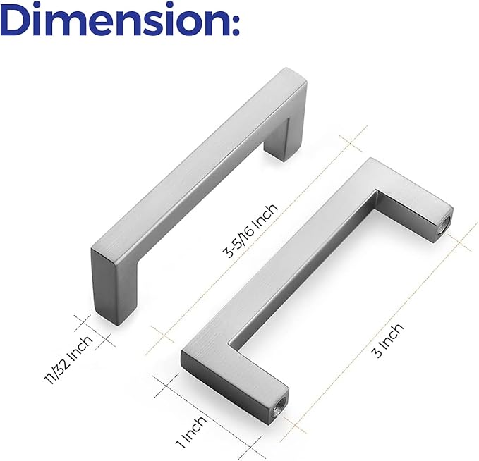 Ravinte 5 Pack Solid 3 Inch Center to Center Slim Square Bar Drawer Handles Kitchen Cabinet Handles Brushed Nickel Drawer Pulls Kitchen Cabinet Hardware Kitchen Handles Cabinet Pulls
