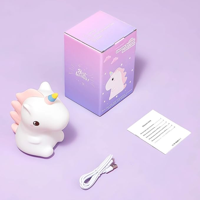 Unicorn Toys, Night Light for Kids Night Light,16 Colors+Silicone+Dimmable+12 Hours Use Nightlight for Kids Room,Unicorn Toys for Girls Age 4-6, Christmas Gifts for Baby,Adults,Toddler Girl Room Decor