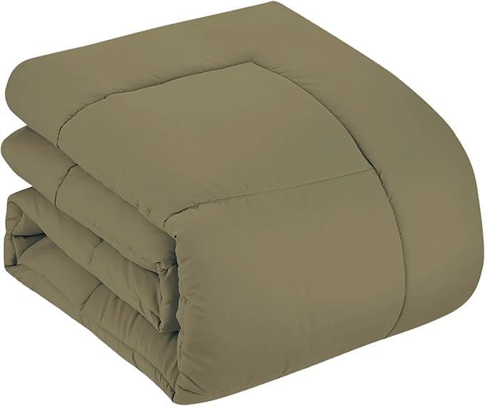 Sweet Home Collection 5 Piece Comforter Set Bag Solid Color All Season Soft Down Alternative Blanket & Luxurious Microfiber Bed Sheets, Sage, Twin