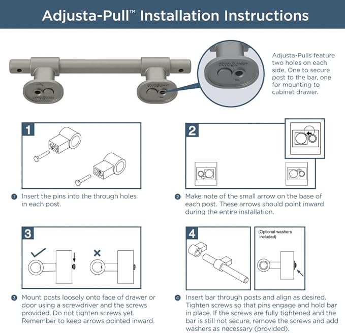Franklin Brass Adjusta-Pull (5-Pack) Adjustable Drawer Pulls | Fits 1-3/8 to 6-5/16 Inch Hole Centers | Satin Nickel Cabinet Handles| Francisco P44365-SNM-B