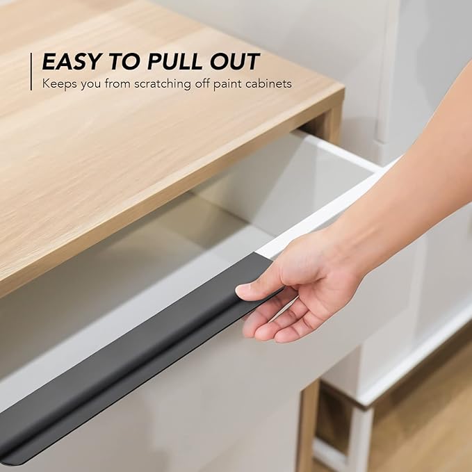 Ravinte Hardware 10 Pack Black Cabinet Handles, 11.8 Inch (300mm) Finger Edge Pulls, 8.8 Inch Hole Center, Finger Pulls for Cabinets