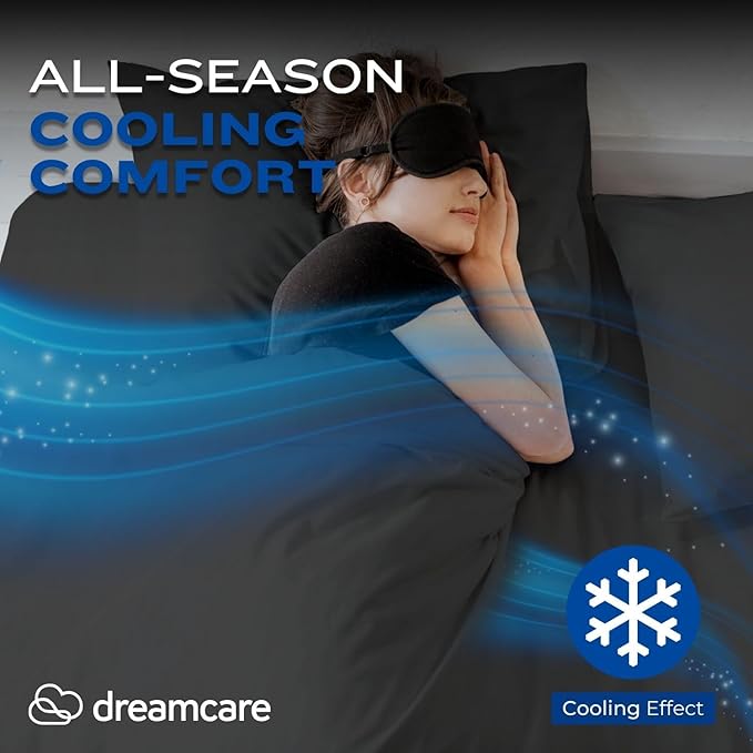 DREAMCARE Queen Size Sheets - Cooling Bed Sheets - 4pcs Set - up to 15" Deep Pocket Queen Sheet Set - Sheets Queen Size Bed - Soft & Long Lasting 100% Fine Brushed Polyester with Side Pocket - Grey