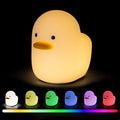 UNEEDE Voice Control LED Benson Night Light, Cute Duck Animal Silicone Nursery Night Light Rechargeable Table Lamp Bedside Lamp with Touch Sensor for Baby Girls Women Bedrooms, Living Room