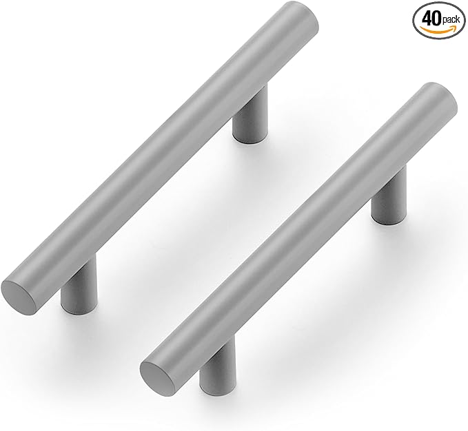 Ravinte 40 Pack | 5 Inch Cabinet Pulls Grey Stainless Steel Kitchen Drawer Pulls Cabinet Handles 5 InchLength, 3 Inch Hole Center