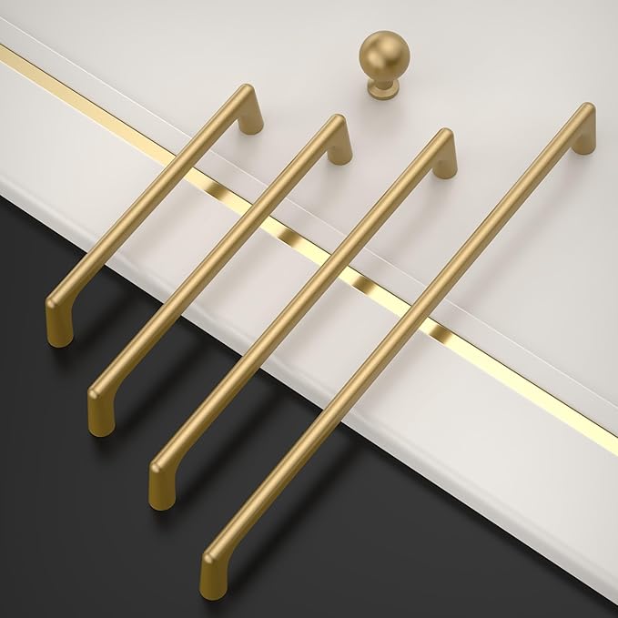 Amerdeco 10 Pack Champagne Bronze Cabinet Pulls 6.3 Inch(160MM) Hole Centers Kitchen Cabinet Handles Hardware Kitchen Handles for Cabinets Cupboard Handles Drawer Pulls ZH0041