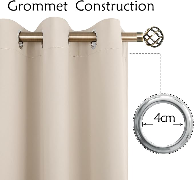 BGment Blackout Curtains - Grommet Thermal Insulated Room Darkening Bedroom and Living Room Curtains, Set of 2 Panels (52 x 72 Inch, Champagne)