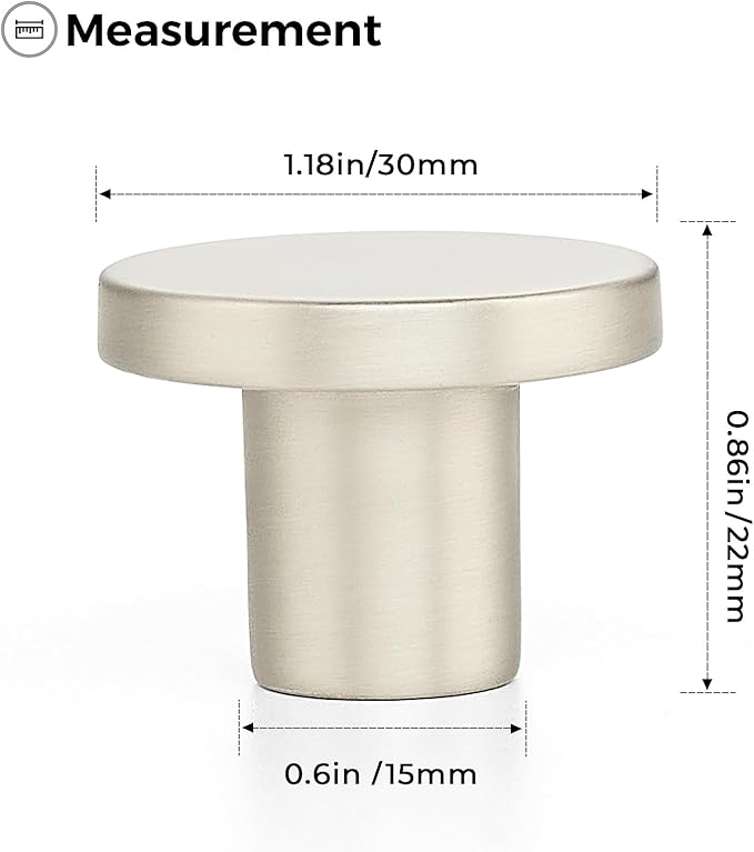 Ravinte 1 Pack Cabinet Knobs Brushed Nickel Kitchen Cabinet Knobs Round Dresser Drawer Pulls Closet Door Pulls 1-1/5 Inch