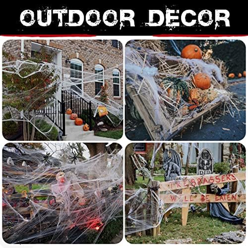 ZPISF 1400 sqft Halloween Spider Webs Decorations with 150 Extra Fake Spiders, Super Stretchy Cobwebs for Halloween Decor Indoor and Outdoor - Image 5