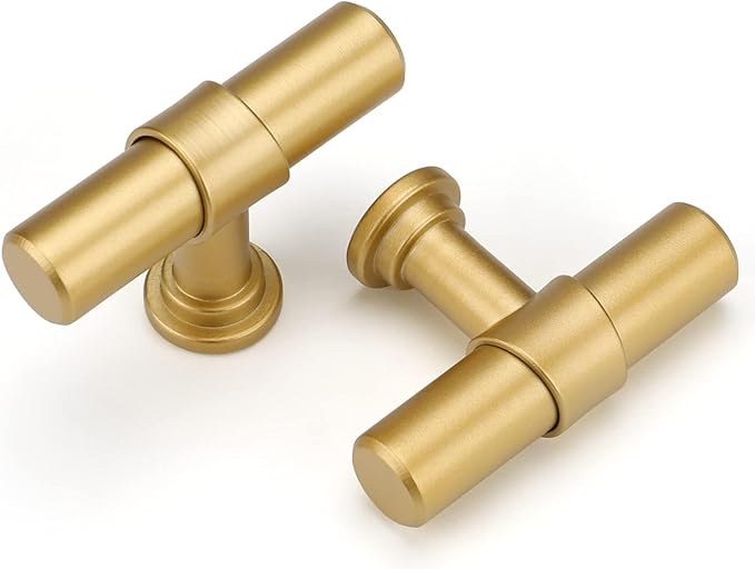 LONTAN 30 Pack Gold Cabinet Knobs Matte Gold Kitchen Cabinet Knobs for Dresser Drawers Brushed Gold T-bar Hardware for Dresser Bathroom