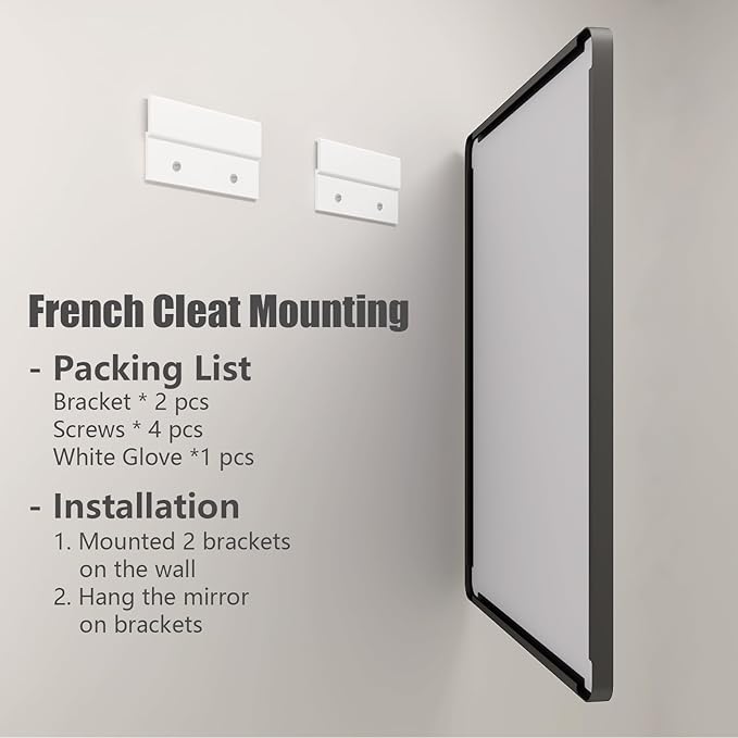 44x36 Inch Black Metal Framed Bathrrom Mirror for Wall, Black Matte Rounded Rectangle Bathroom Vanity Mirror, Anti-Rust, Tempered Glass, Hangs Horizontally or Vertically