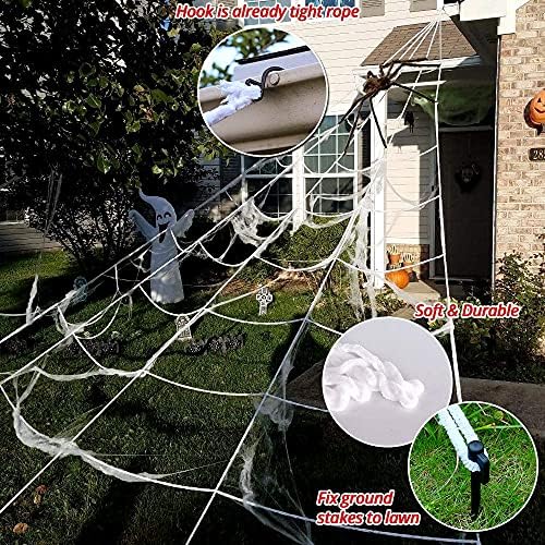 OCATO 200" Halloween Decorations Spider Web Outdoor +59" Giant Spider Décor - Image 4